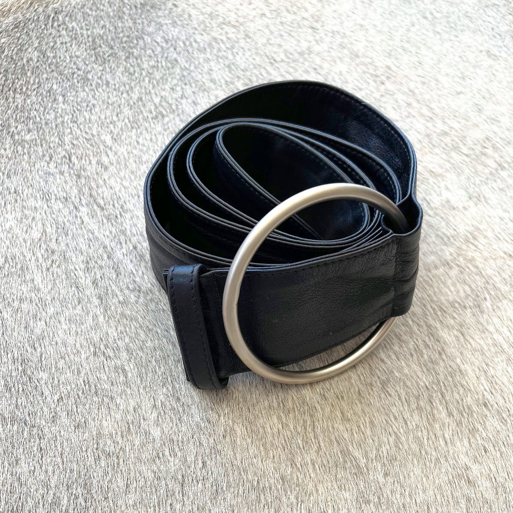 Johnny Farah Solid Black Soft Leather Belt
